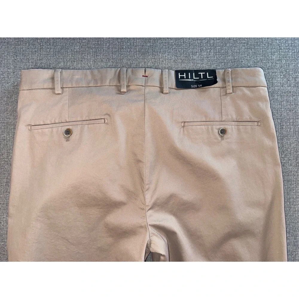 NEW Hiltl Tilo‎ Slim Straight Pants Mens 38/34 Tan Khaki Flat Front Trousers  54